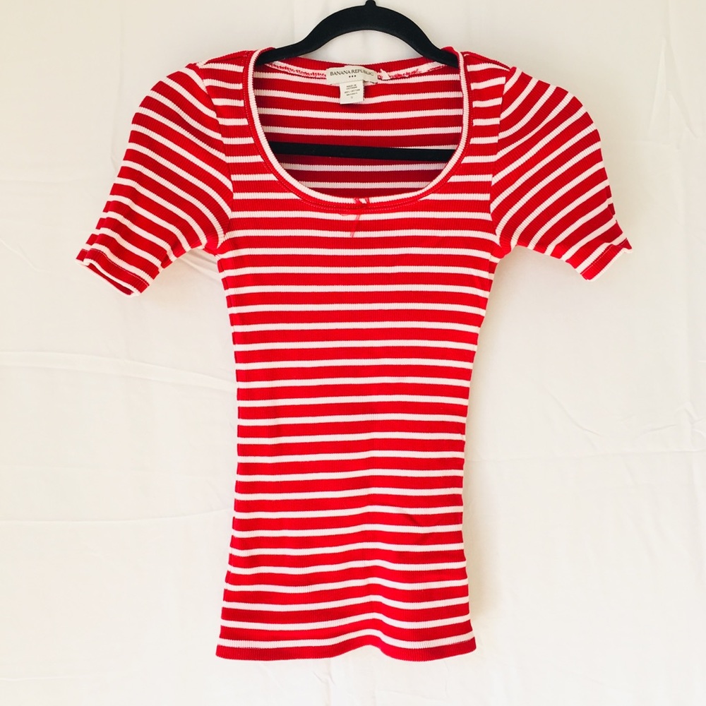 Banana Republic Stripped Stretch Tee
